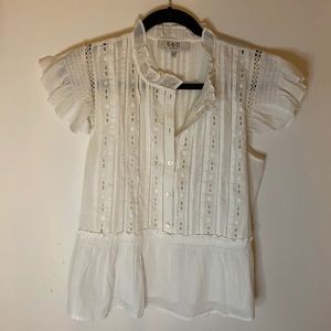 Sea NY Cotton Eyelet Flutter Sleeve Top